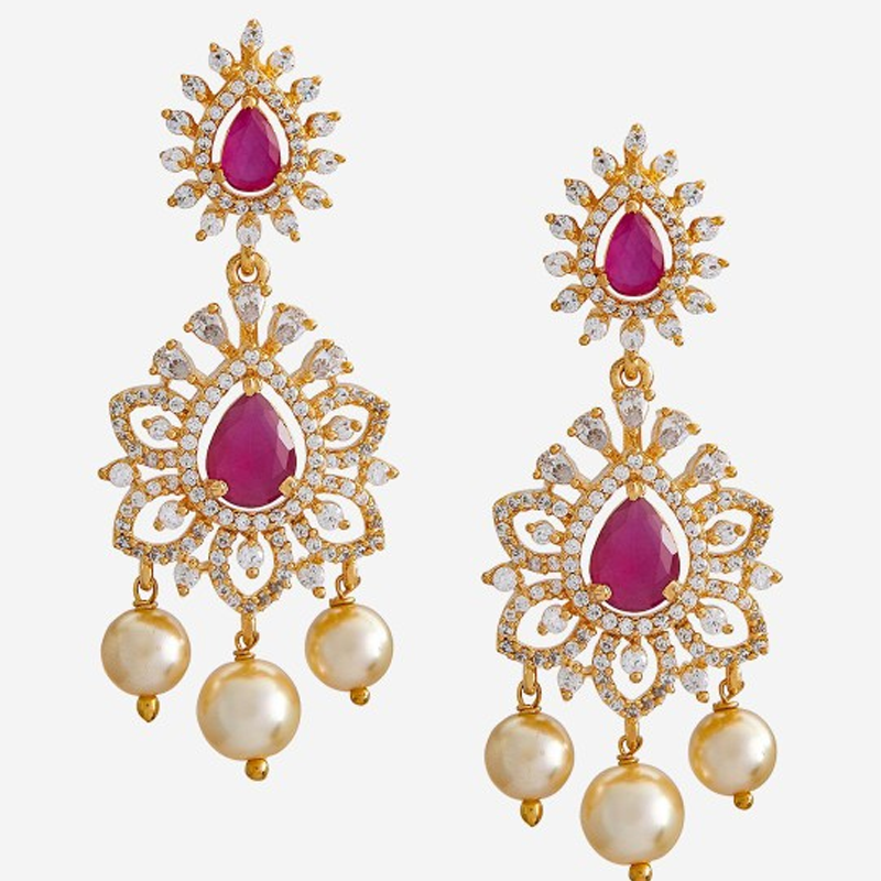 Silver-Plated & Blue Oxidised Geometric Drop Earrings