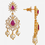 Silver-Plated & Blue Oxidised Geometric Drop Earrings